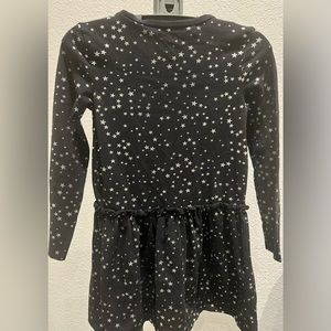 Girls BCBG babydoll dress, size L (8/10), black with silver stars